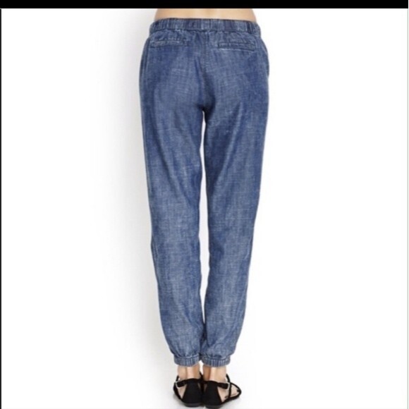 Life in Progress Denim Chambray Joggers Drawstring Pockets Pants S - Picture 3 of 9